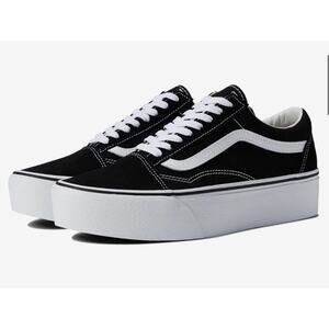 Vans Old Skool Stackform Black Suede White Womens Sz 8 Sneaker EUC